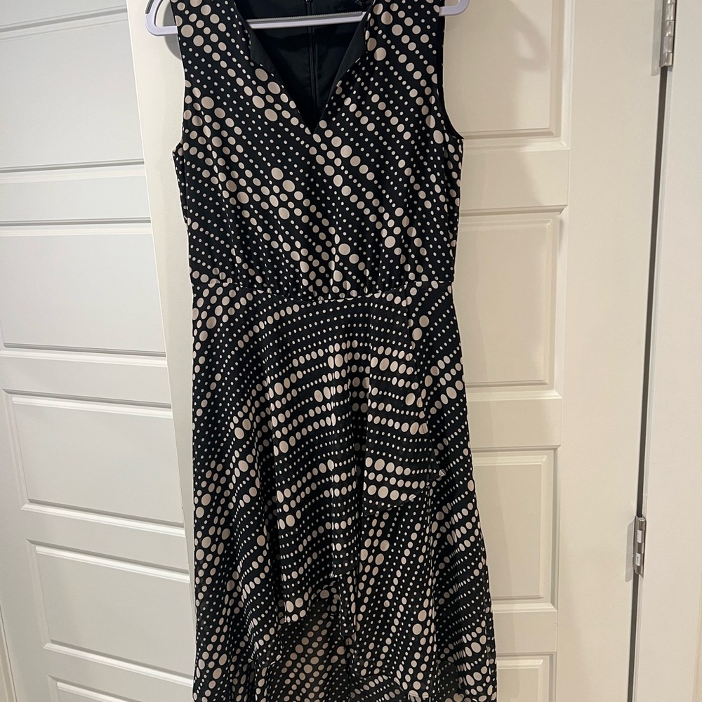 Kenneth Cole Black and Cream High Low Dress